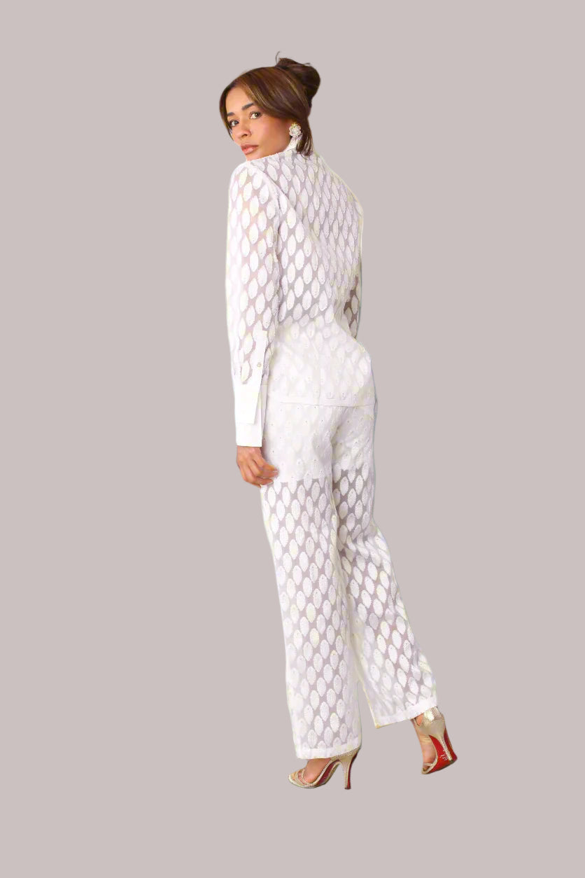 Eyelet Wide-Leg Pants - 82339