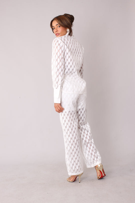 Eyelet Wide-Leg Pants - 82339