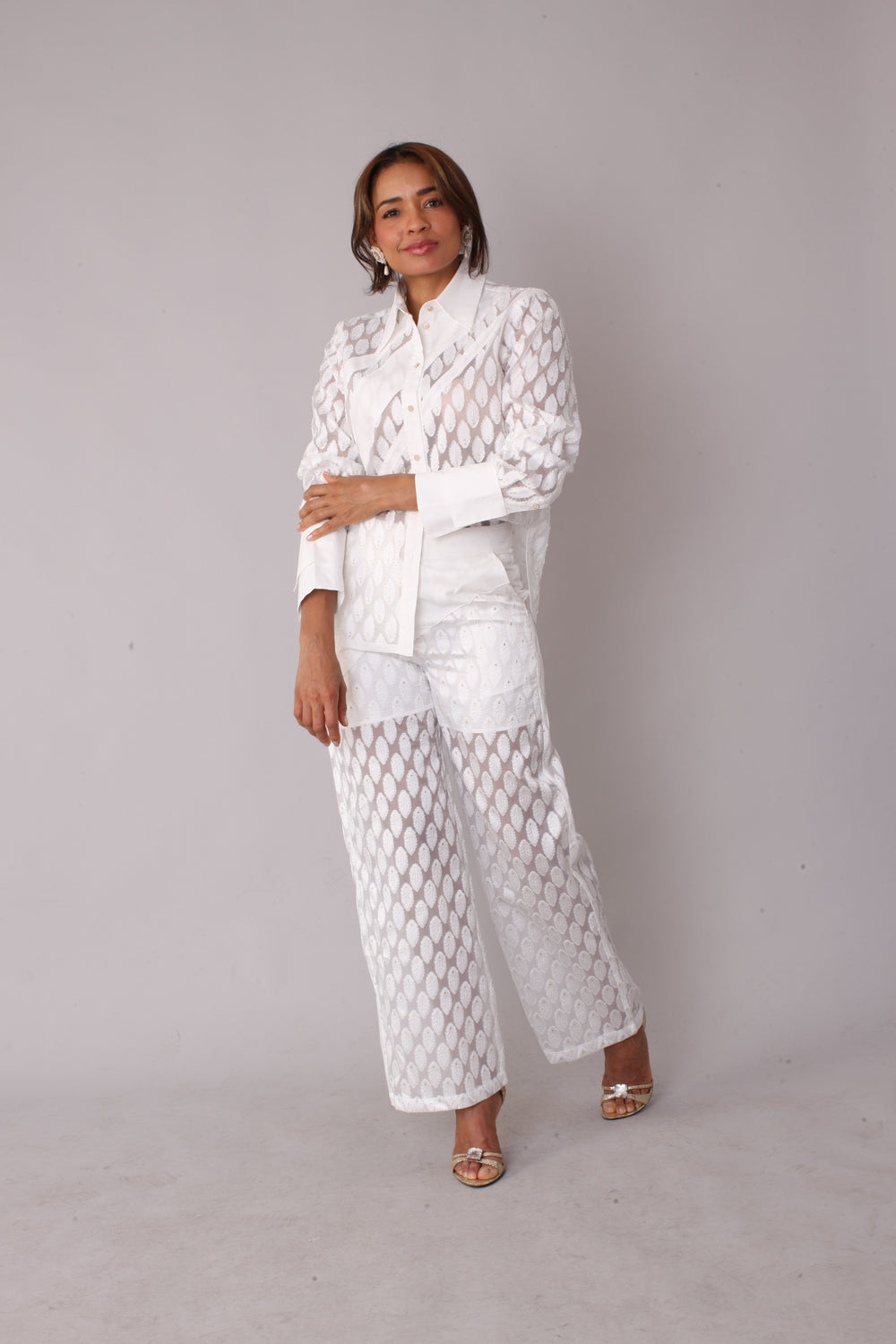 Eyelet Wide-Leg Pants - 82339