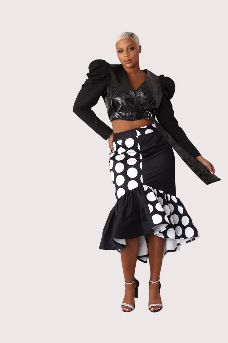 Printed High Low Skirt -81786
