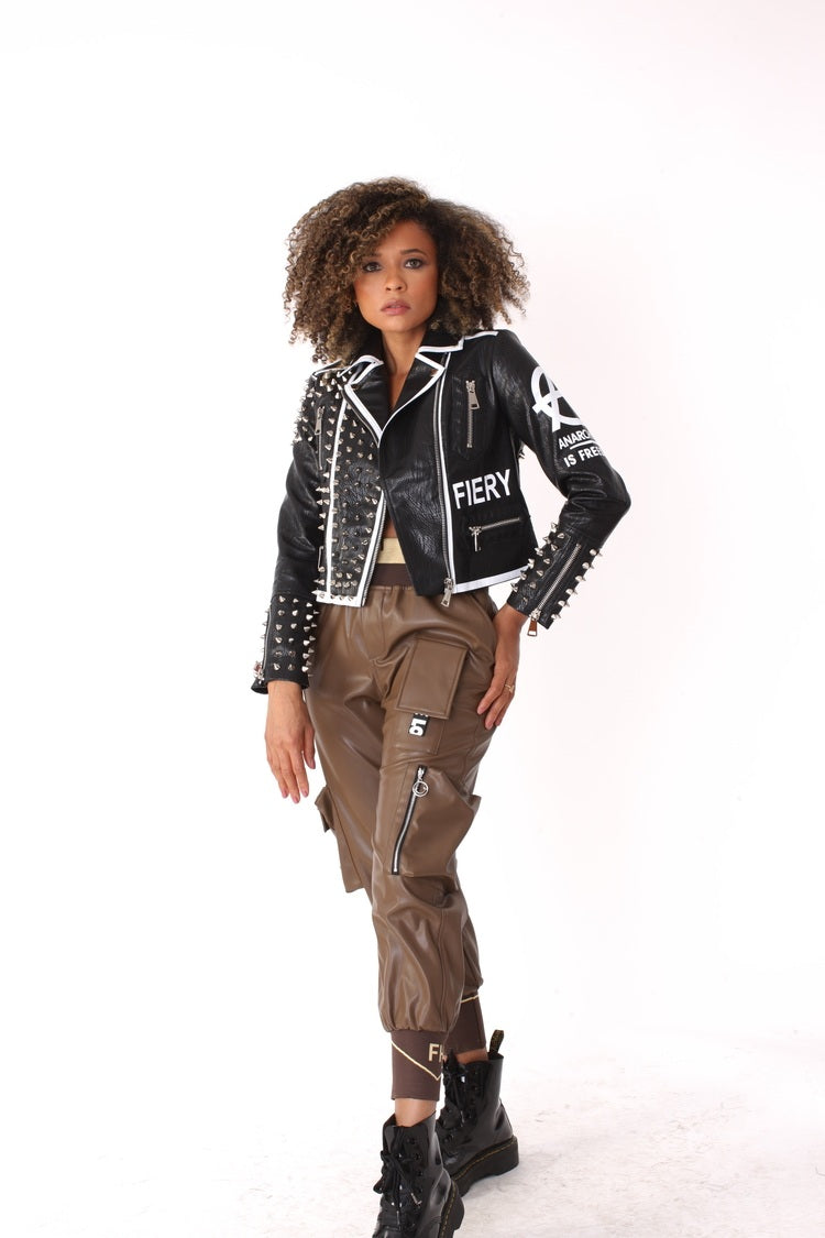 Studded Leather Jacket -81852
