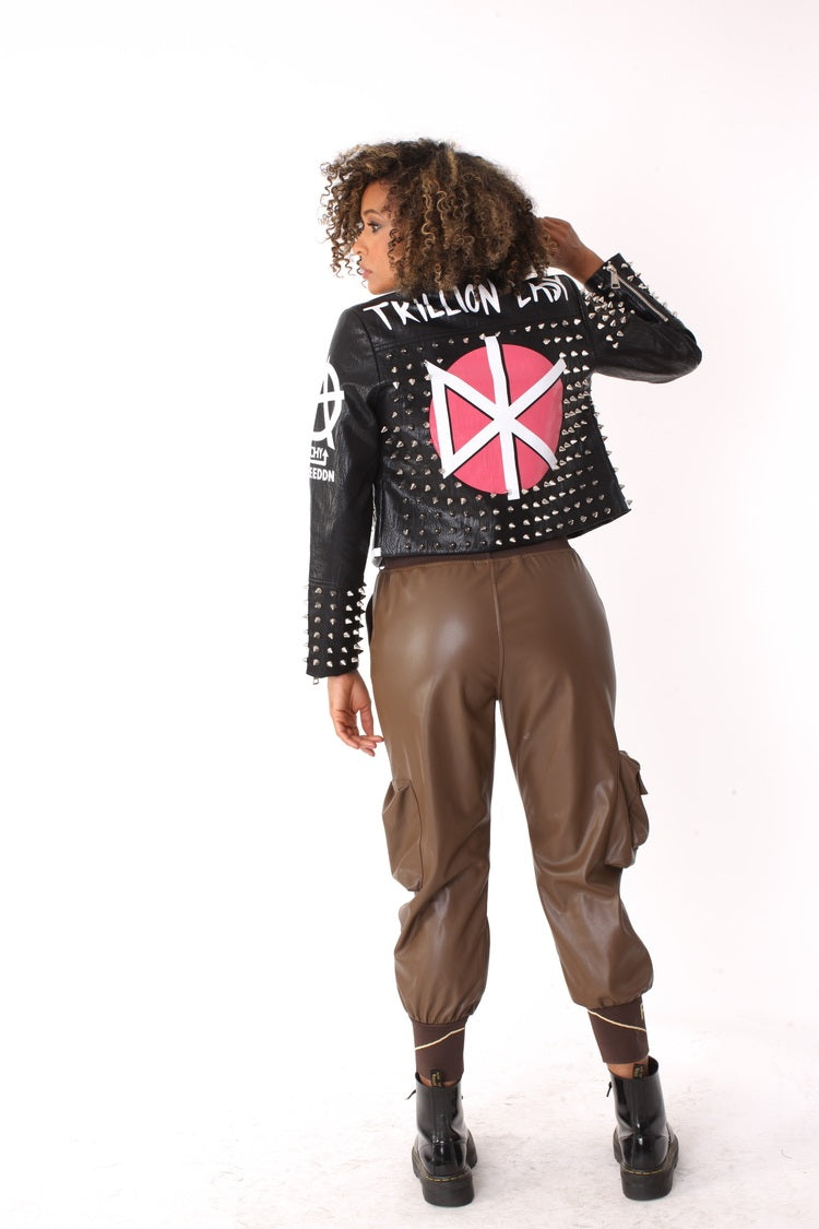 Studded Leather Jacket -81852