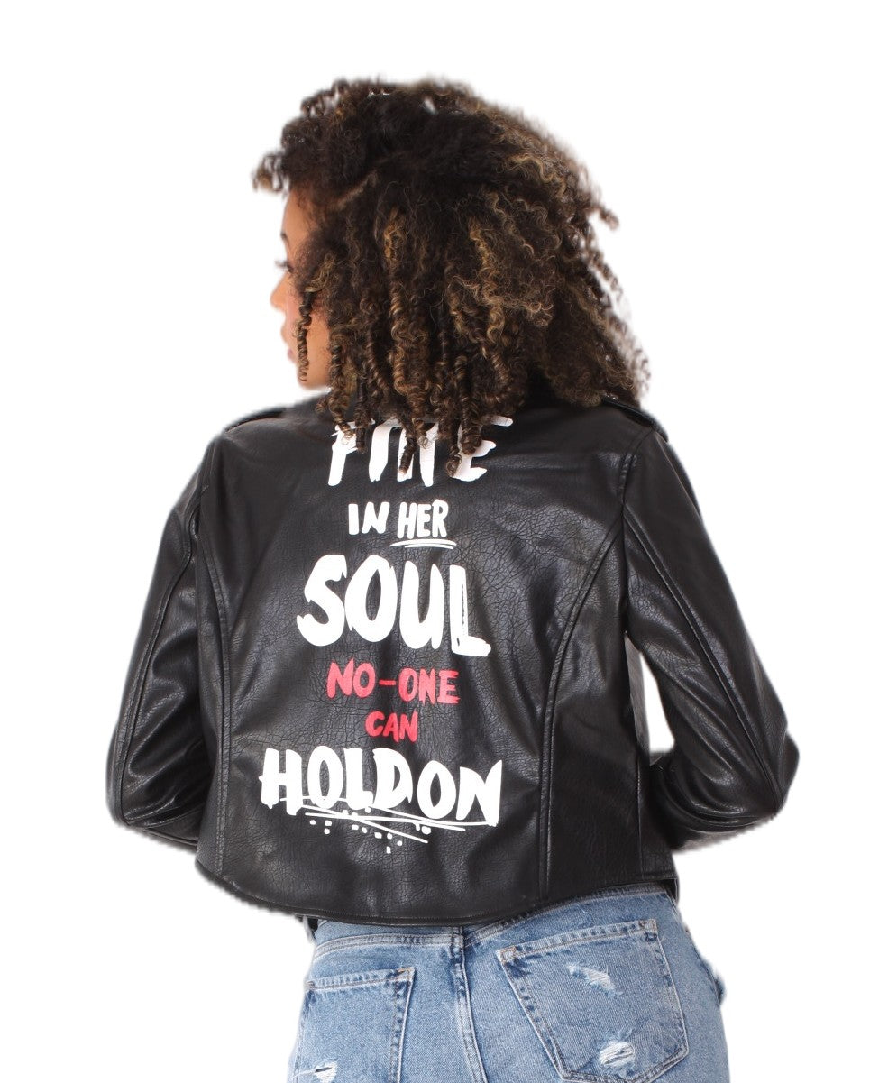 Empowered Soul Vegan Leather Moto Jacket- 81668