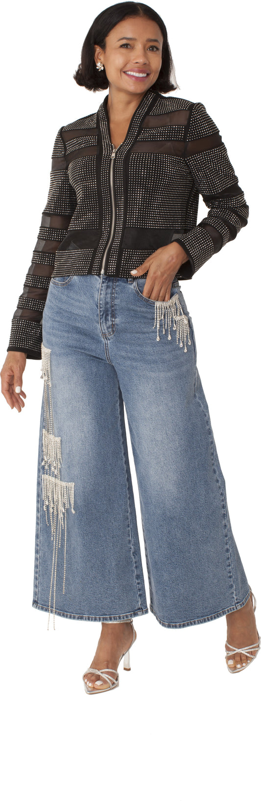 Mesh Rhinestones Jacket -82524