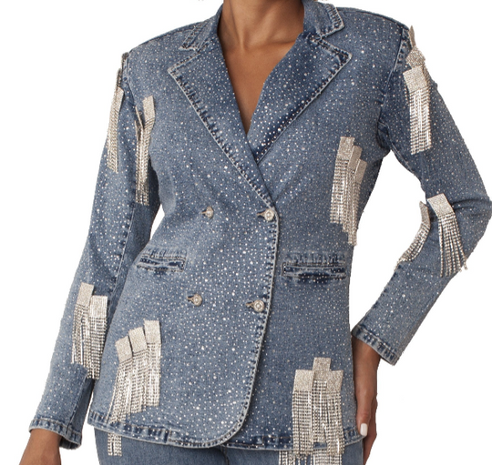 Crystal Cascade Denim Blazer | Style #82463