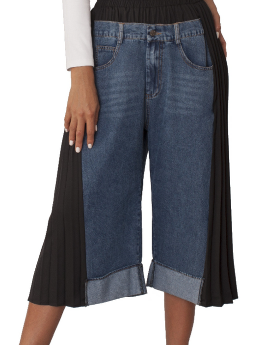 Pleated Panel Denim Culottes | Style #82467