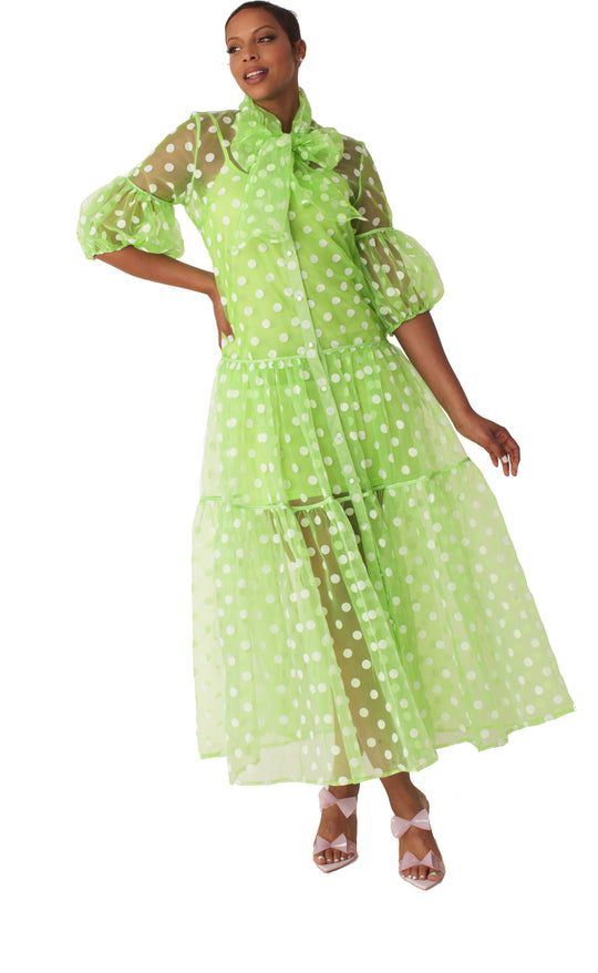 Lime Polka Dot Organza Maxi Dress - 82234