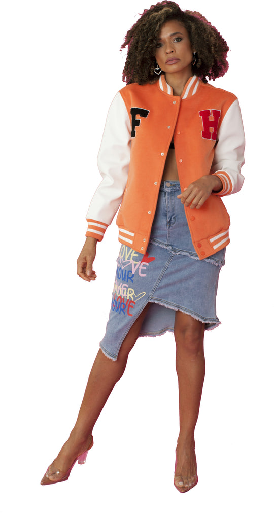 Orange Varsity Jacket -82153