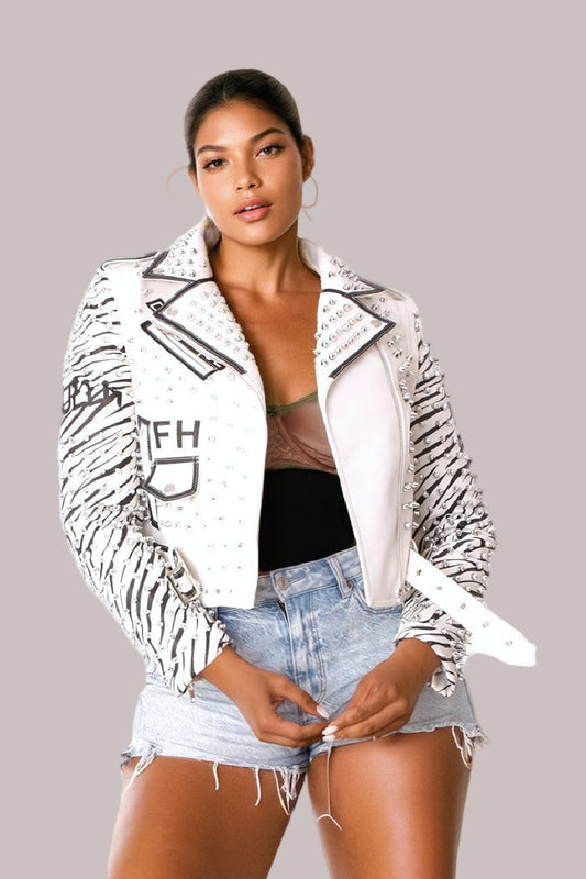 Leather Jacket with Detachable Sleeves -81941