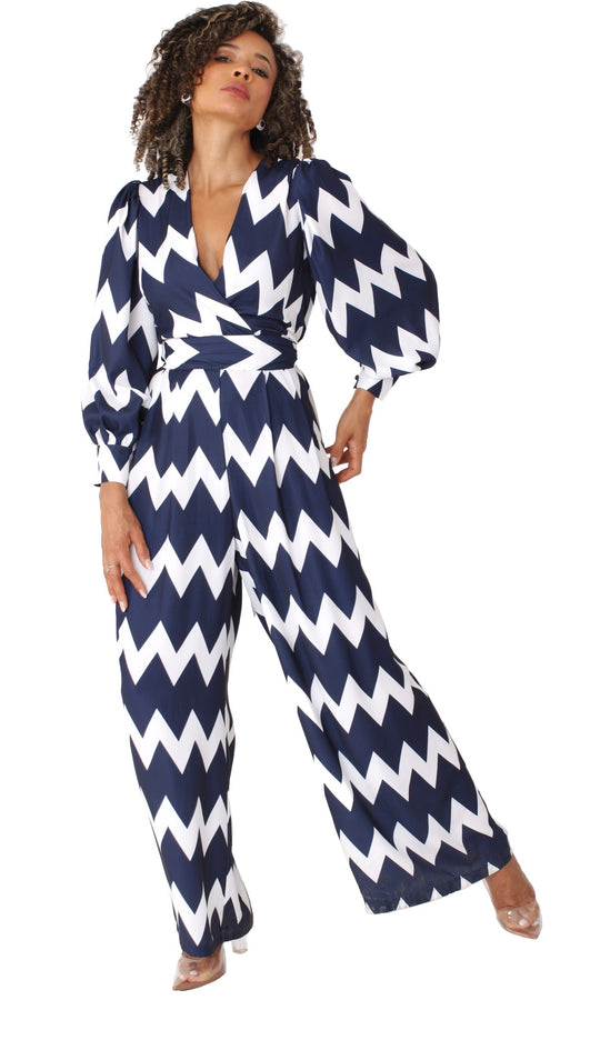 Wide-Leg Jumpsuit with Puff Sleeves - 81990