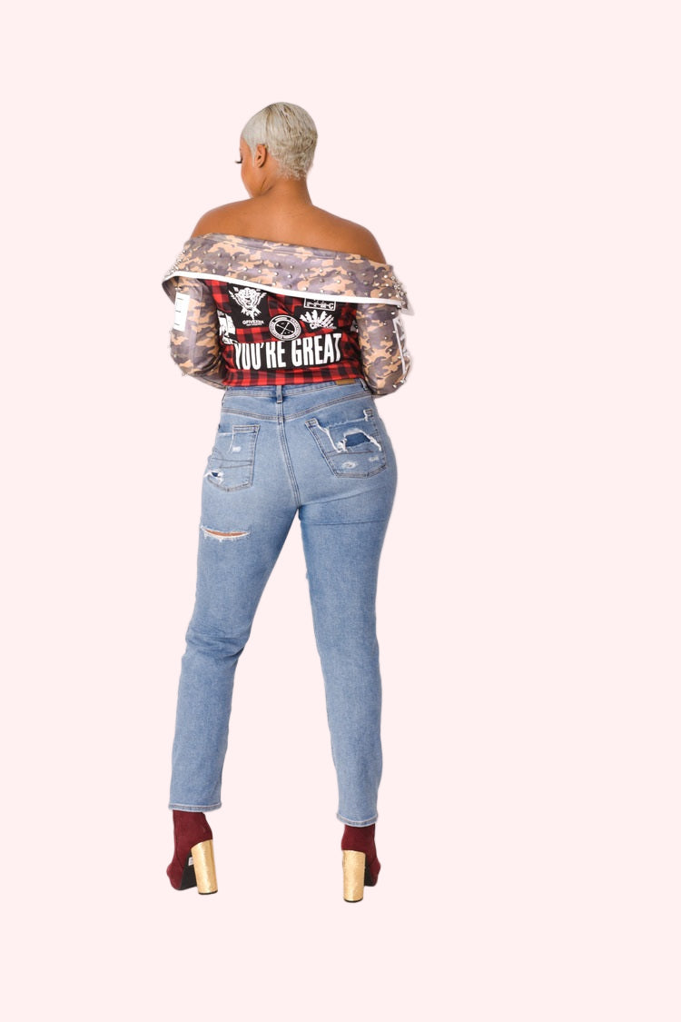 Leather Camo Jacket -81939