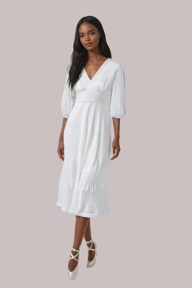 Romantic Tiered Maxi Dress with Balloon Sleeves- 82762