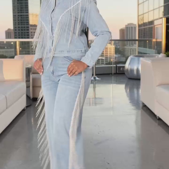 82939 wash blue denim rhinestone-fringe-jean video