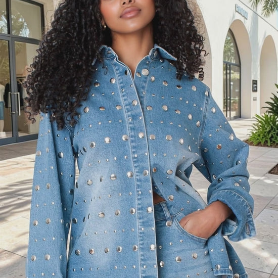 83031 Denim mirror stud jacket