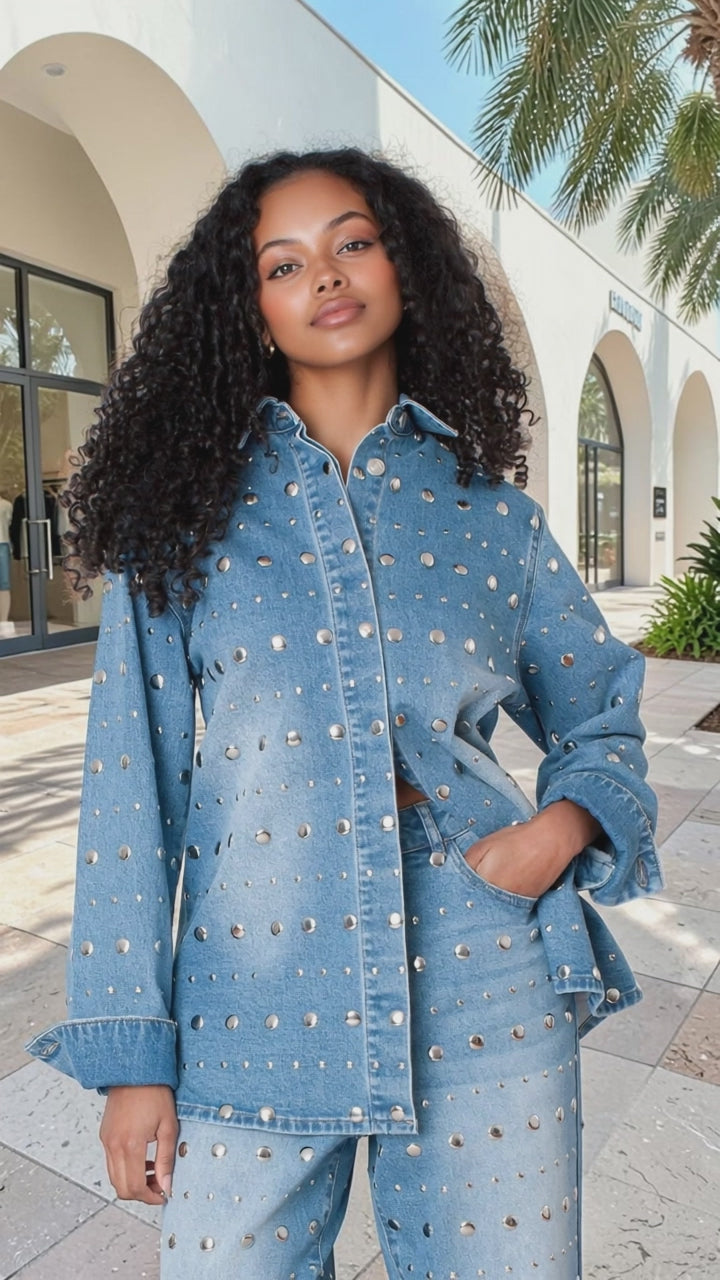 83031 Denim mirror stud jacket