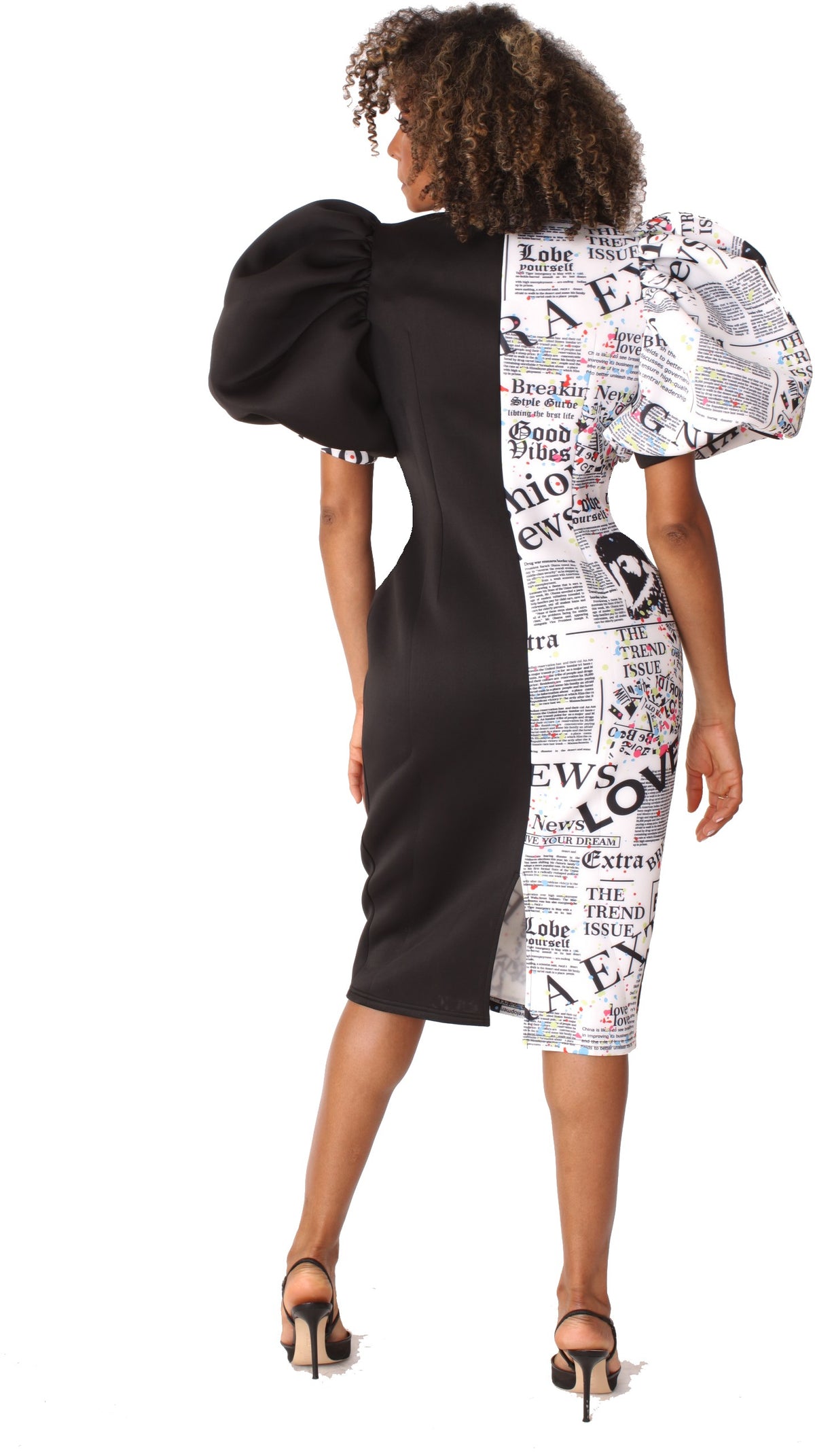 TWO TONED SCUBA DRESS STYLE 81822 - BLACK PRINT